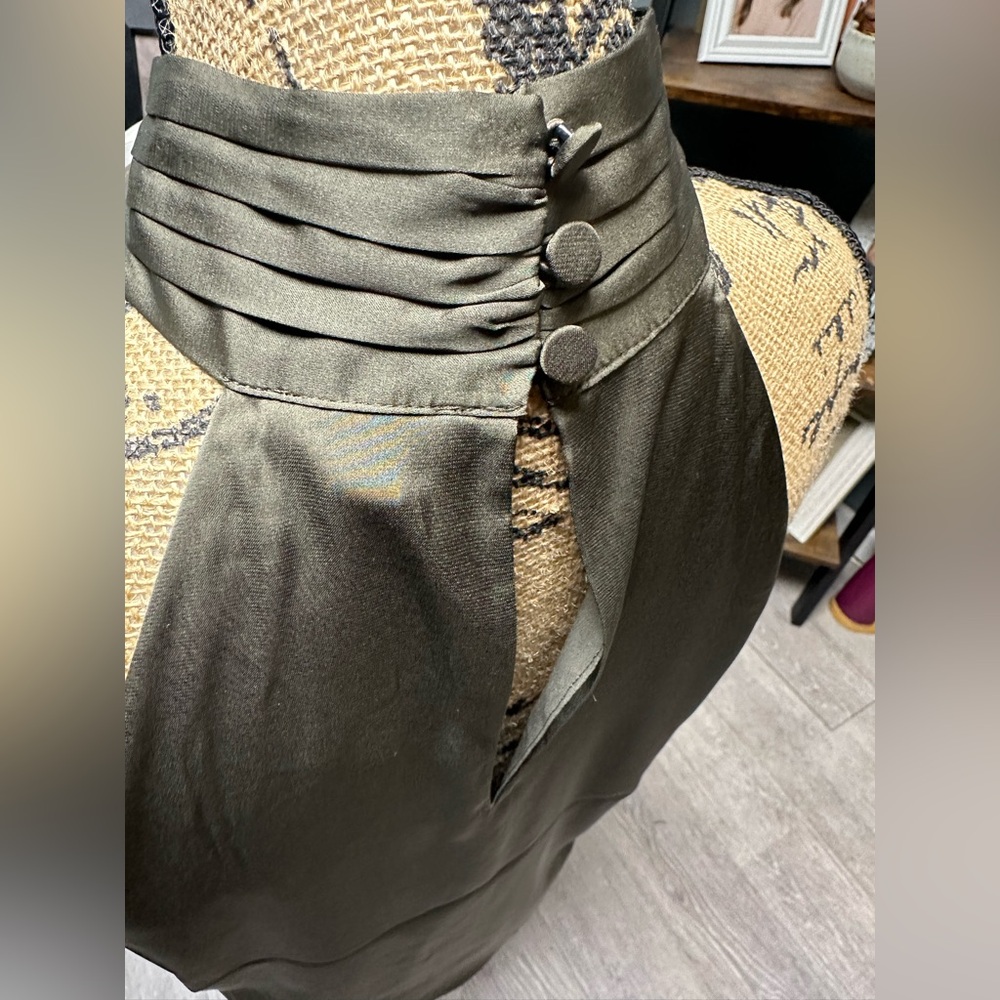 Express Olive Green Satin Crosscross Halter Top. NWT. - Picture 3 of 5